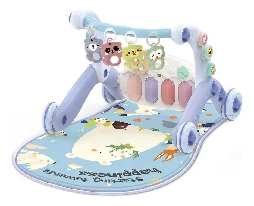 Caminador Bebe 3 En 1 Gimnasio Piano Pedales Juegos Azul
